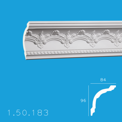 Cornise de interior din poliuretan - Cornișă 1.50.183 Poliuretan Gaudi 96 x 84 x 2000 mm