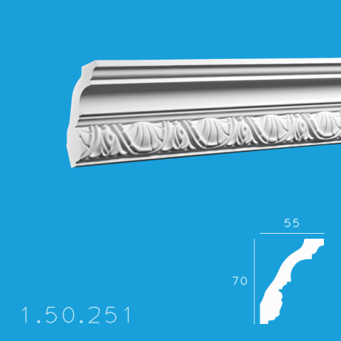 Cornise de interior din poliuretan - Cornișă 1.50.251 Poliuretan Gaudi 70 x 55 x 2000 mm