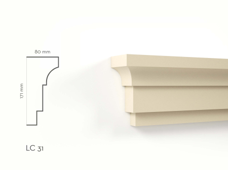 Cornișe de exterior - Cornișă decorativă de exterior LC31 H 171 x G 80 x L 2000 mm – produs și schiță cotată