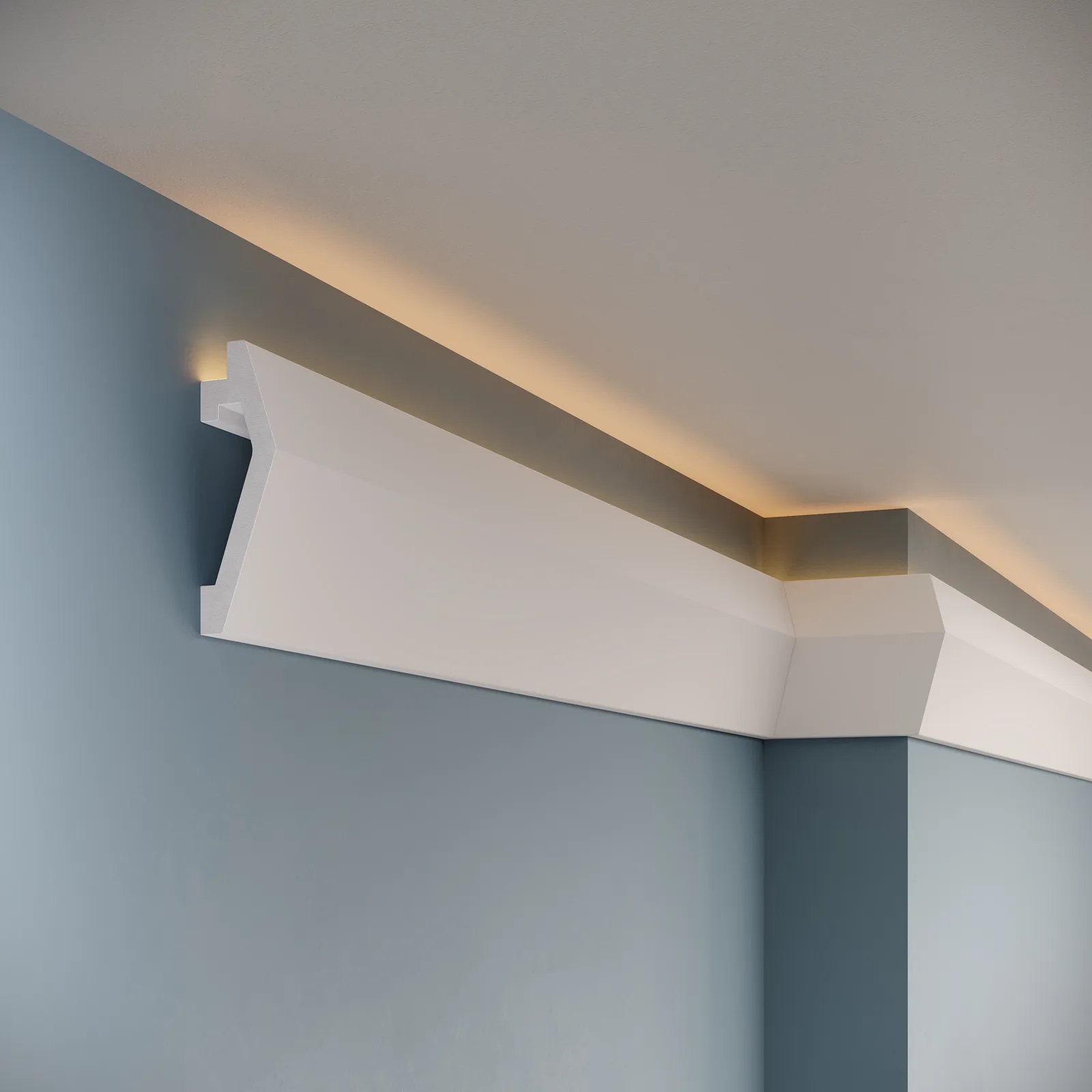 Cornișe LED din polimer dur - Cornișă LED din polimer dur PDCSL007, 120 × 35 × 2000 mm