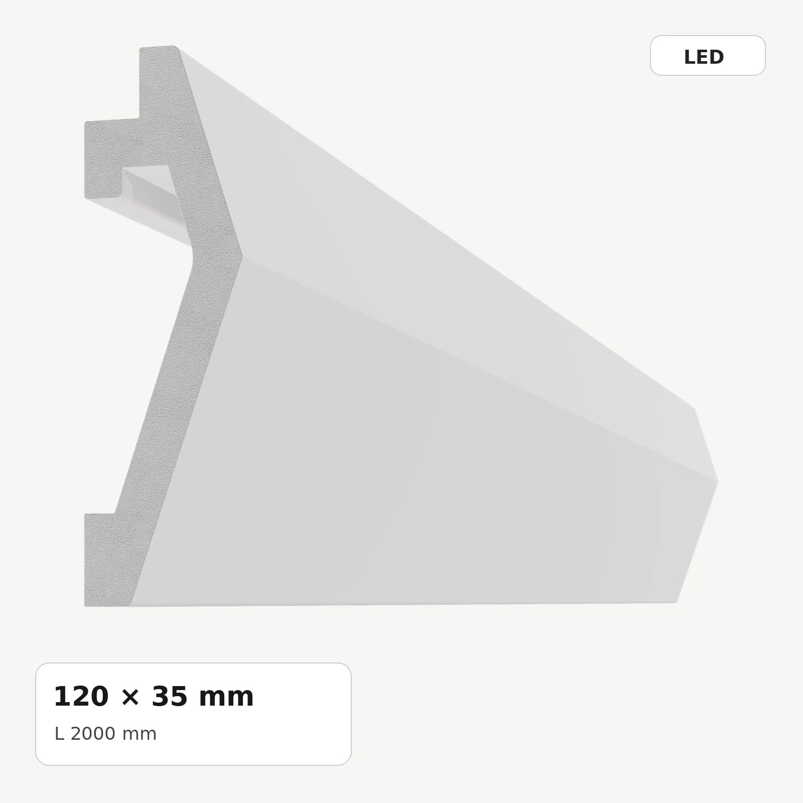 Cornișe LED din polimer dur - Cornișă LED din polimer dur PDCSL007, 120 × 35 × 2000 mm