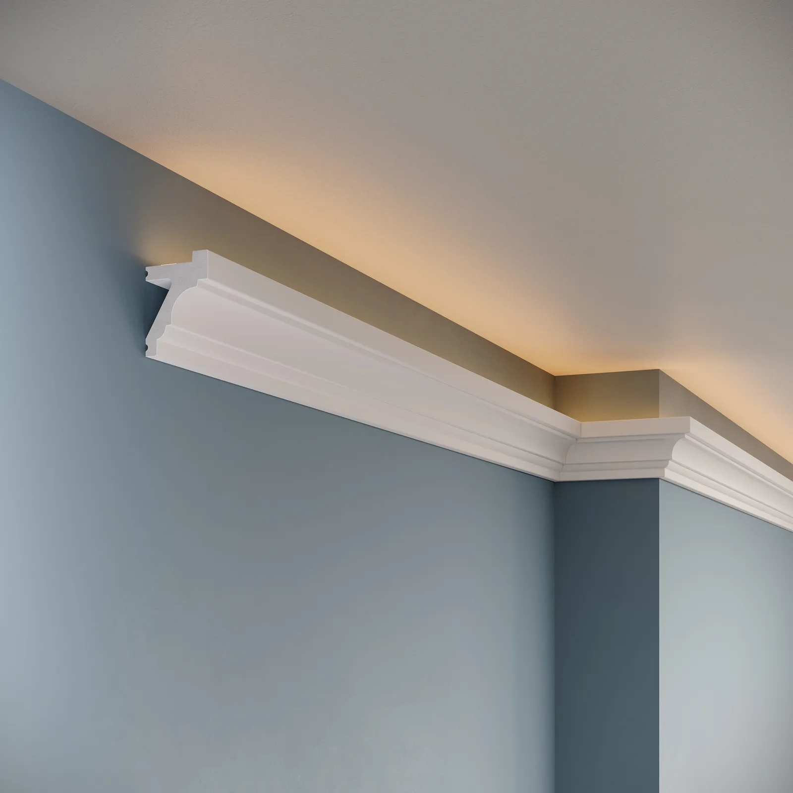 Cornișe LED din polimer dur - Cornișă LED din polimer dur PDCSL001, 57 × 40 × 2000 mm