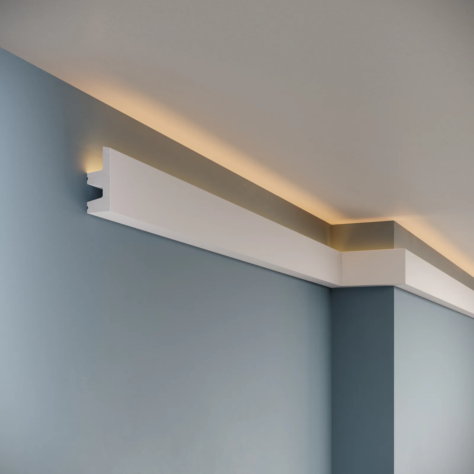 Cornișe LED din polimer dur - Cornișă LED din polimer dur PDCSL002, 62 × 25 × 2000 mm