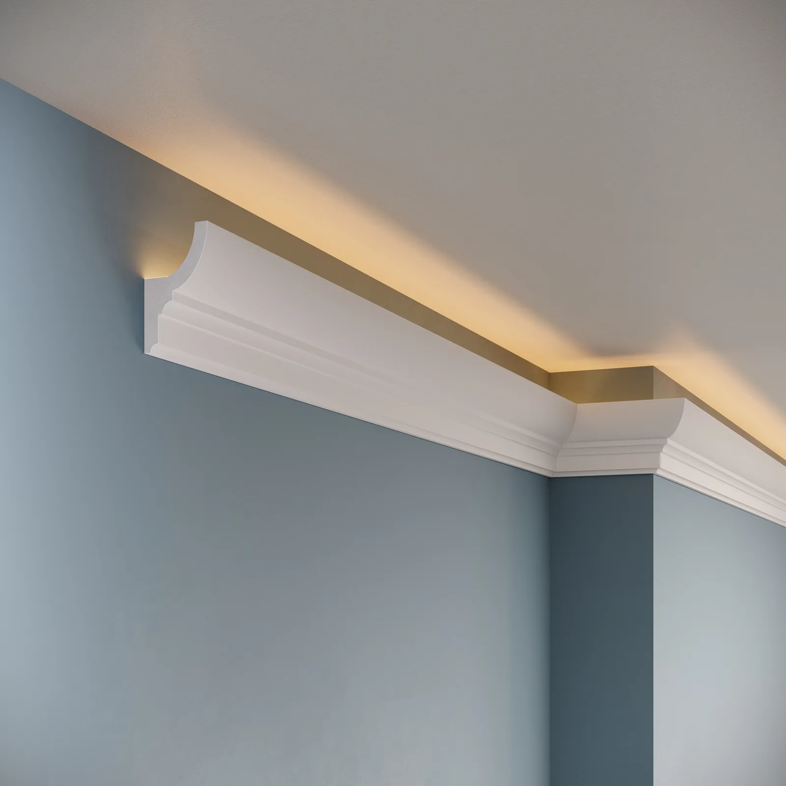 Cornișe LED din polimer dur - Cornișă LED din polimer dur PDCSL003, 72 × 41 × 2000 mm