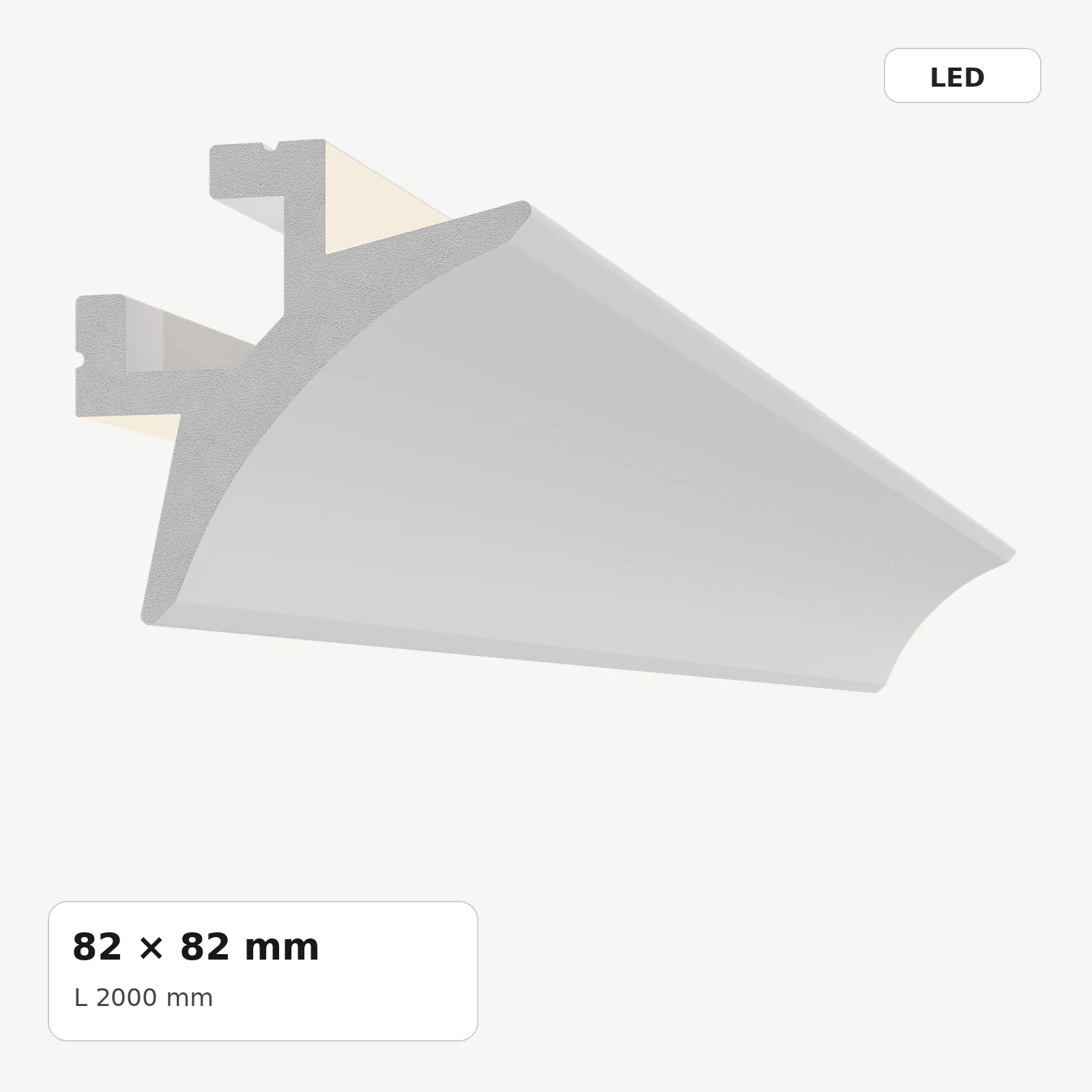 Cornișe LED din polimer dur - Cornișă LED din polimer dur PDCSL004, 82 × 82 × 2000 mm
