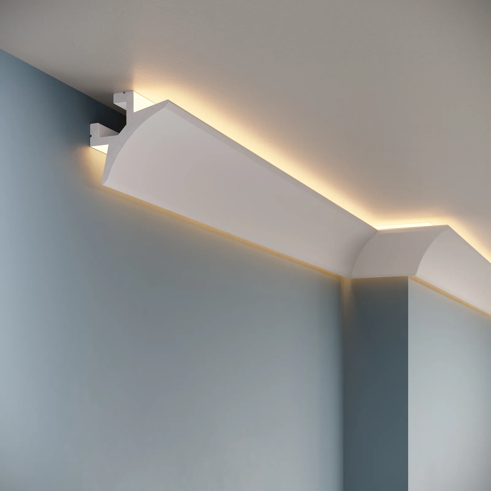 Cornișe LED din polimer dur - Cornișă LED din polimer dur PDCSL004, 82 × 82 × 2000 mm