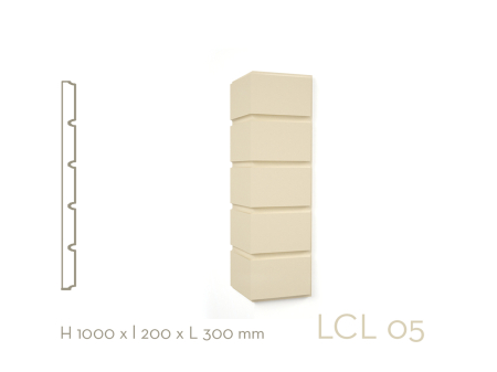 Profile decorative de exterior - Colțar decorativ de exterior LCL05 1000x200x300 mm – randare și secțiune profil