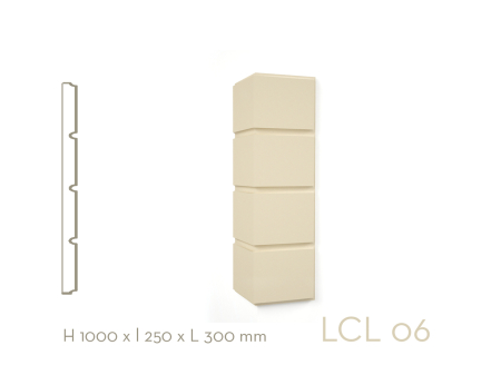 Profile decorative de exterior - Colțar decorativ de exterior LCL06 1000x250x300 mm – randare și secțiune profil