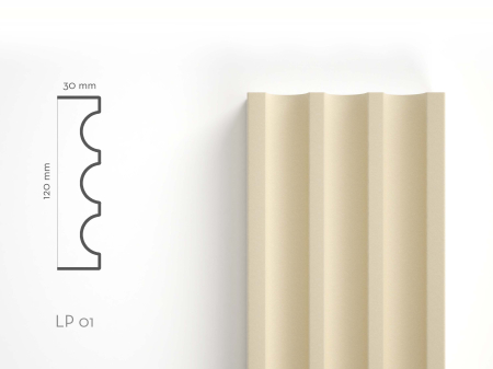 Pilaștri de exterior - Pilastru decorativ de exterior LP01 120 x 30 x 2000 mm – produs și schiță tehnică