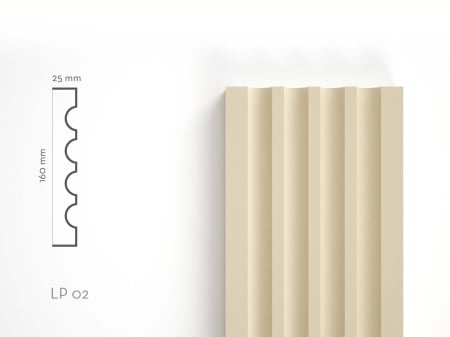 Pilaștri de exterior - Pilastru decorativ de exterior LP02 160 x 25 x 2000 mm – produs și schiță tehnică
