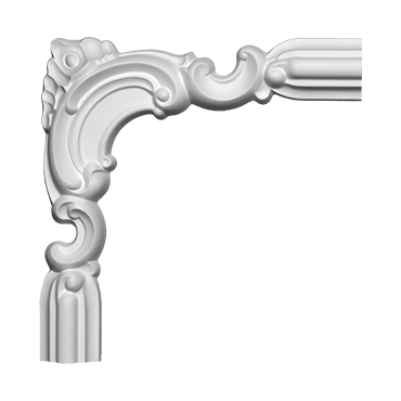 Ornamente decorative de interior din poliuretan - Ornament colț 1.52.298 Poliuretan Gaudi 215 x 223 x 20 mm