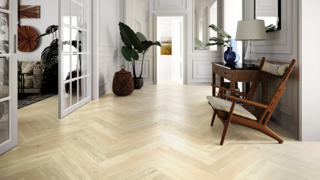Parchet - Parchet triplu stratificat Stejar Bianco Herringbone 130 Barlinek