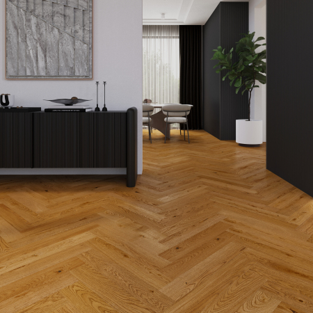 Parchet triplu stratificat Stejar Brown Sugar Herringbone 110 Barlinek [2]