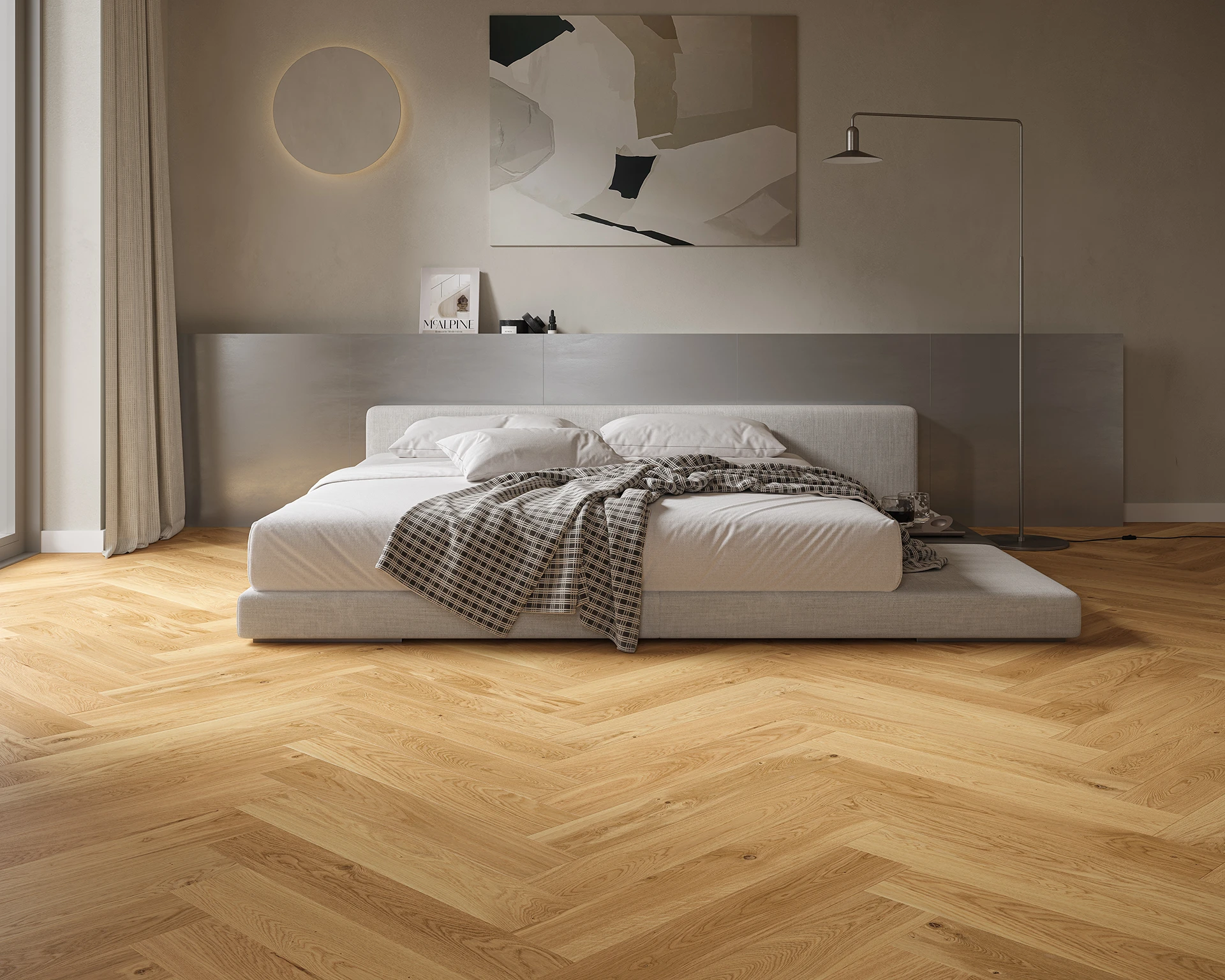 Parchet - Parchet triplu stratificat Stejar Caramel Herringbone 130 Barlinek