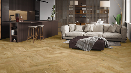 Parchet - Parchet triplu stratificat Stejar Herringbone Carmel 180/A 180mm x 0.725m x 14mm