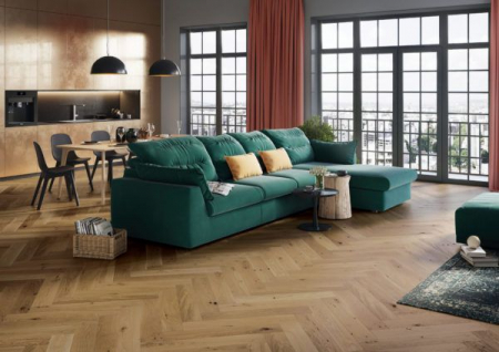 Parchet Triplu Stratificat - Parchet triplu stratificat Stejar Herringbone Toffee 180/A 180mm x 0.725m x 14mm