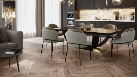 Parchet Triplu Stratificat - Parchet triplu stratificat Stejar Serene Chevron 130mm x 0.725m x 14mm