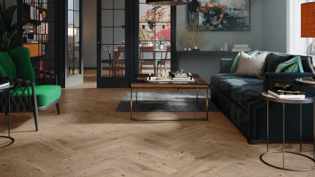 Parchet Triplu Stratificat - Parchet triplu stratificat Stejar Serene Herringbone 110 110mm x 0.66m x 14mm