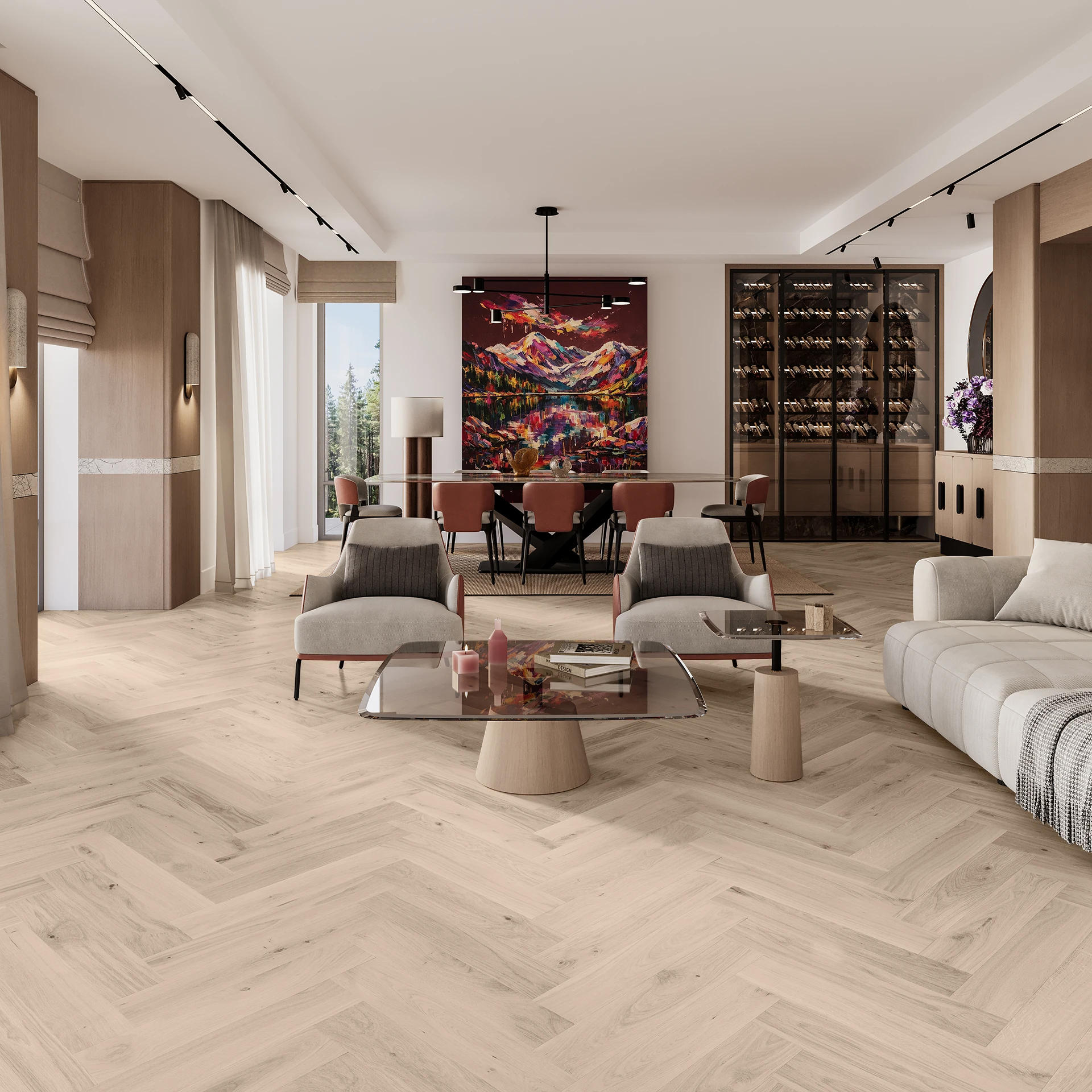 Parchet - Parchet triplu stratificat Stejar Trivor Herringbone 130 Barlinek