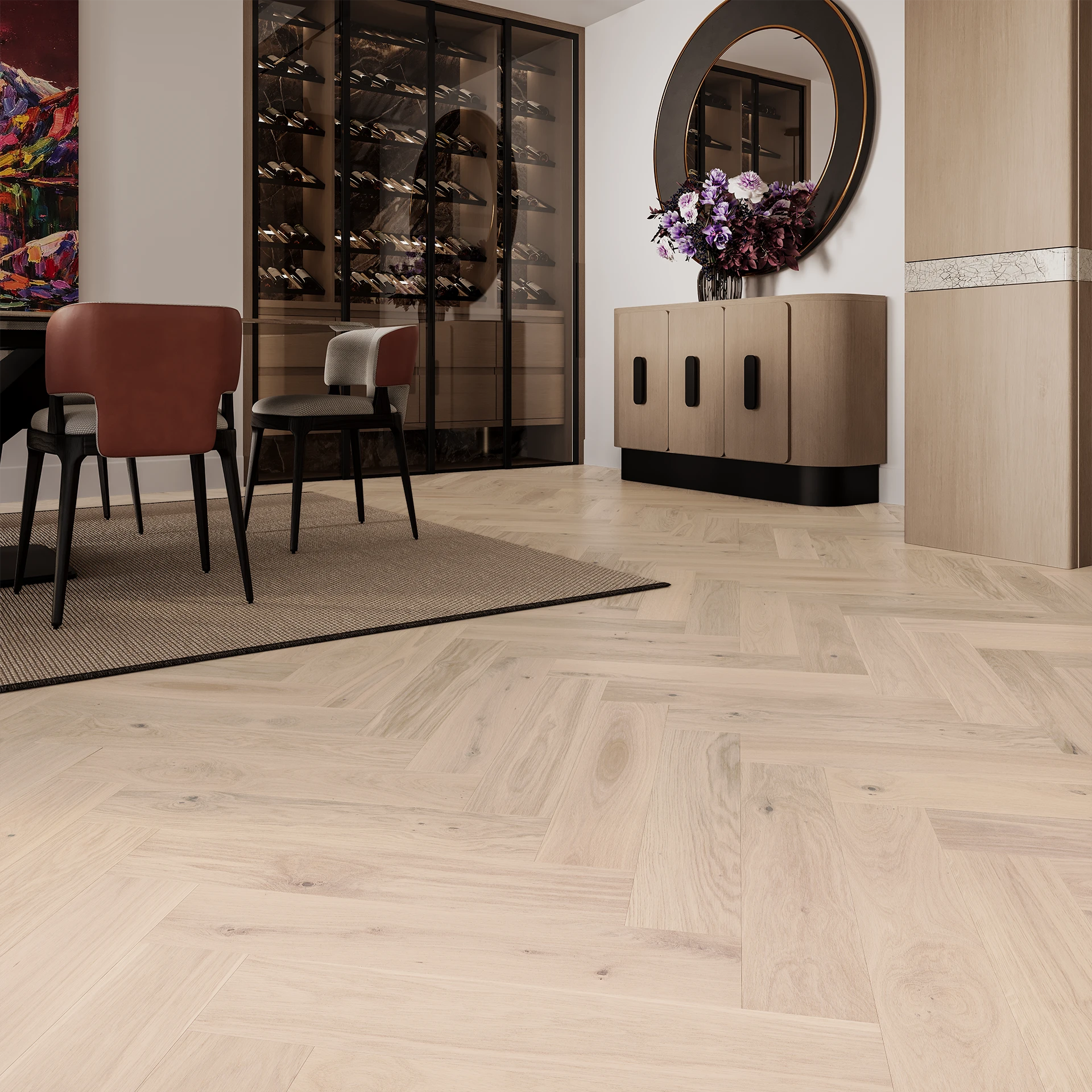 Parchet triplu stratificat Stejar Trivor Herringbone 130 Barlinek [2]
