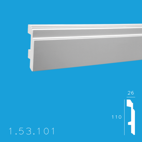 Plinte de interior din poliuretan - Plinta 1.53.101 Poliuretan Gaudi 110 x 26 x 2000 mm