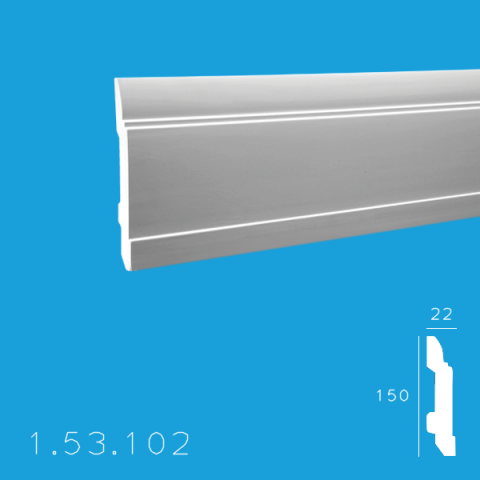 Plinte de interior din poliuretan - Plinta 1.53.102 Poliuretan Gaudi 150 x 22 x 2000 mm