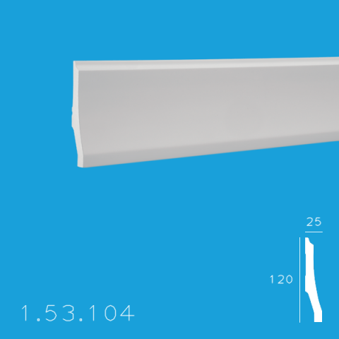 Plinte de interior din poliuretan - Plinta 1.53.104 Poliuretan Gaudi 120 x 25 x 2000 mm