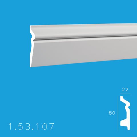 Plinte de interior din poliuretan - Plinta 1.53.107 Poliuretan Gaudi 80 x 22 x 2000 mm