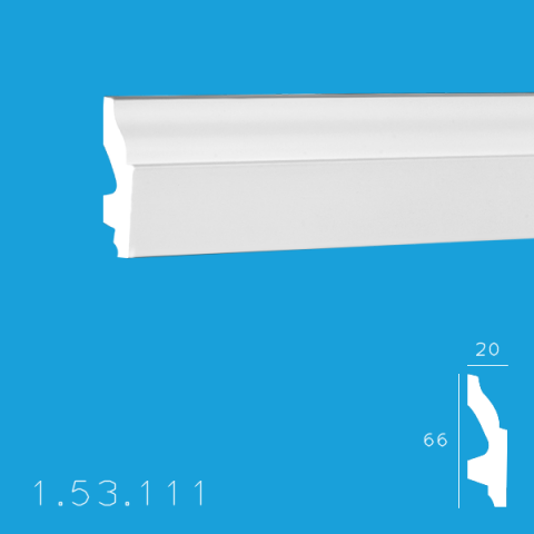 Plinte de interior din poliuretan - Plinta 1.53.111 Poliuretan Gaudi 66 x 20 x 2000 mm