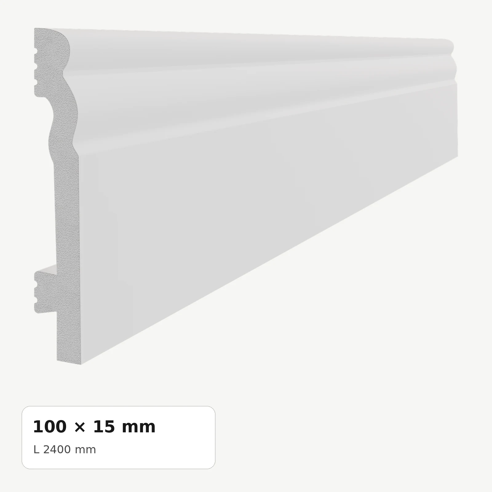 Plinte din polimer dur - Plintă din polimer dur PDPL010, 100 × 15 × 2400 mm