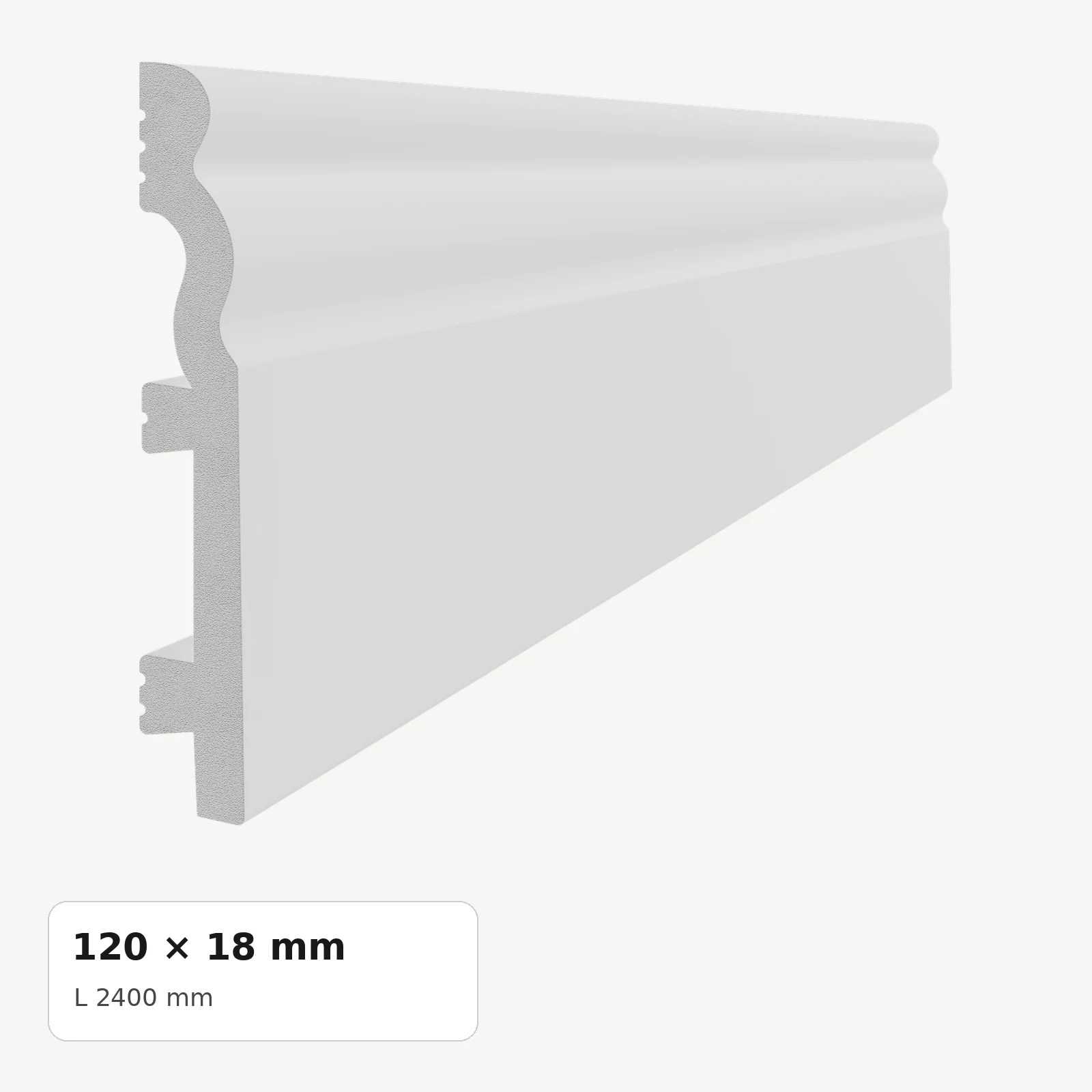 Plinte din polimer dur - Plintă din polimer dur PDPL013, 120 × 18 × 2400 mm