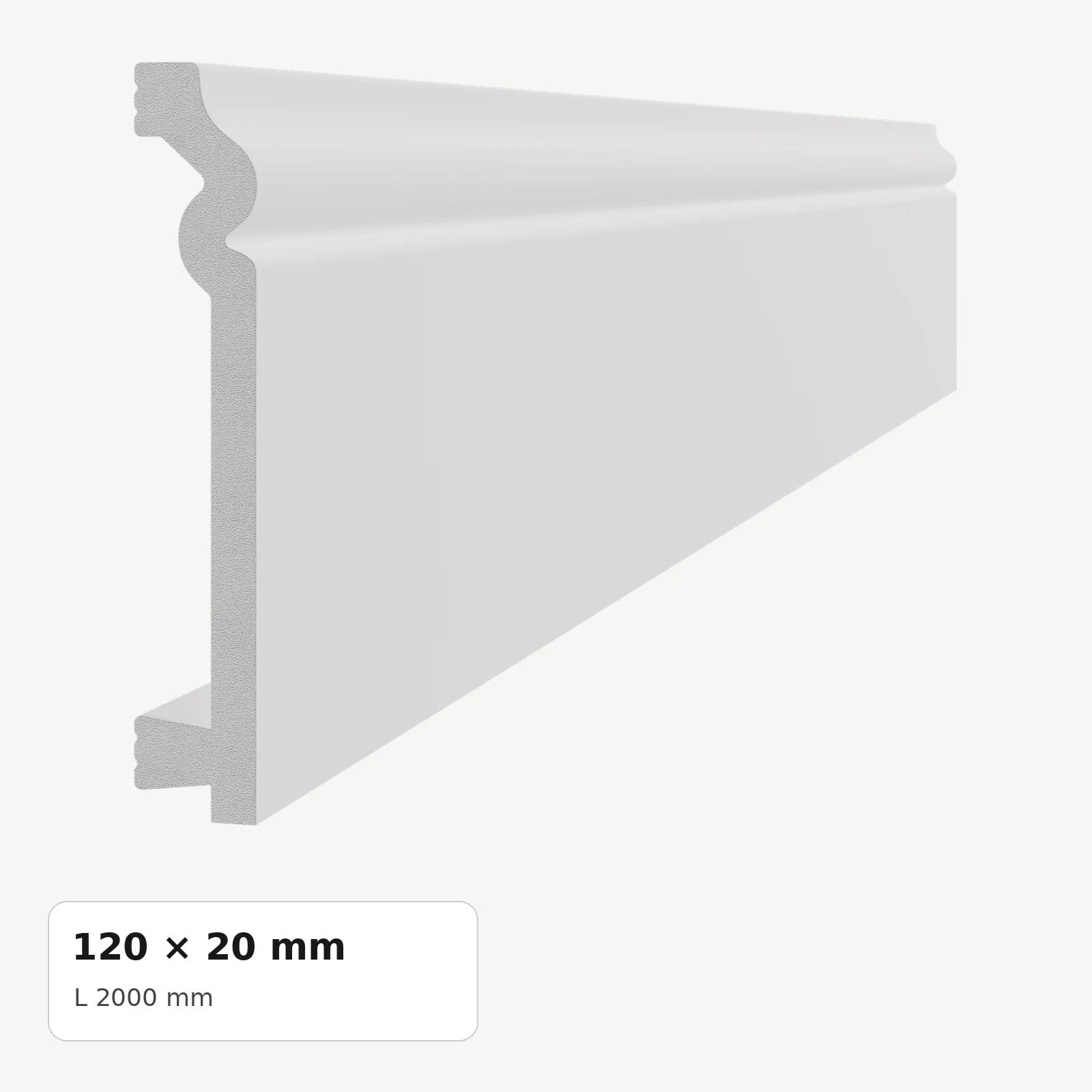 Plinte din polimer dur - Plintă din polimer dur PDPL014, 120 × 20 × 2000 mm