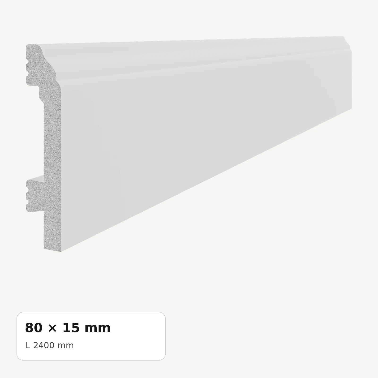 Plinte din polimer dur - Plintă din polimer dur PDPL005, 80 × 15 × 2400 mm