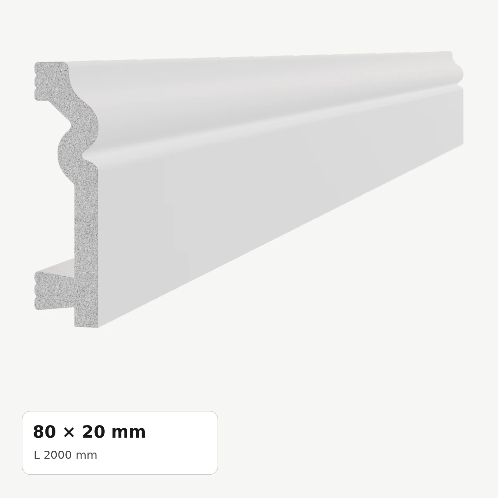 Plinte din polimer dur - Plintă din polimer dur PDPL007, 80 × 20 × 2000 mm