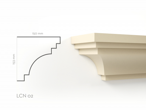Cornise de exterior - Profil decorativ Cornisa LCN02RA 153x150x2000mm