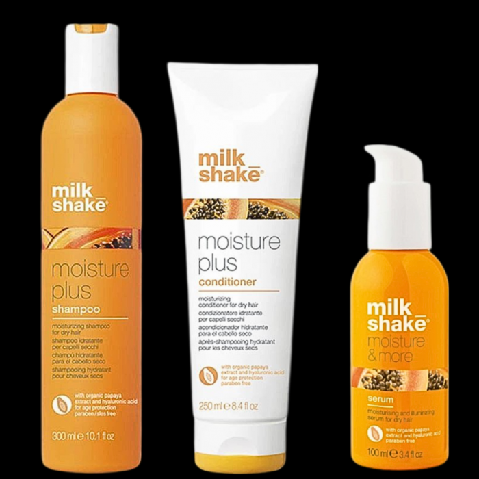 Set 3 produse - Ingrijire par hidratare intensa, Sampon hidratant 300 ml, Balsam hidratant 250 ml, Ser hidratant 100 ml, Moisture plus Milk_shake [1]