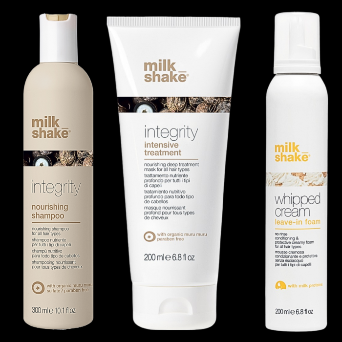Set 3 produse - Ingrijire par hidratare, Sampon hidratare puternica 300 ml, Masca intens hranitoare 200 ml, Spuma leave-in 200 ml, Integrity Nourishing Milk_shake [1]