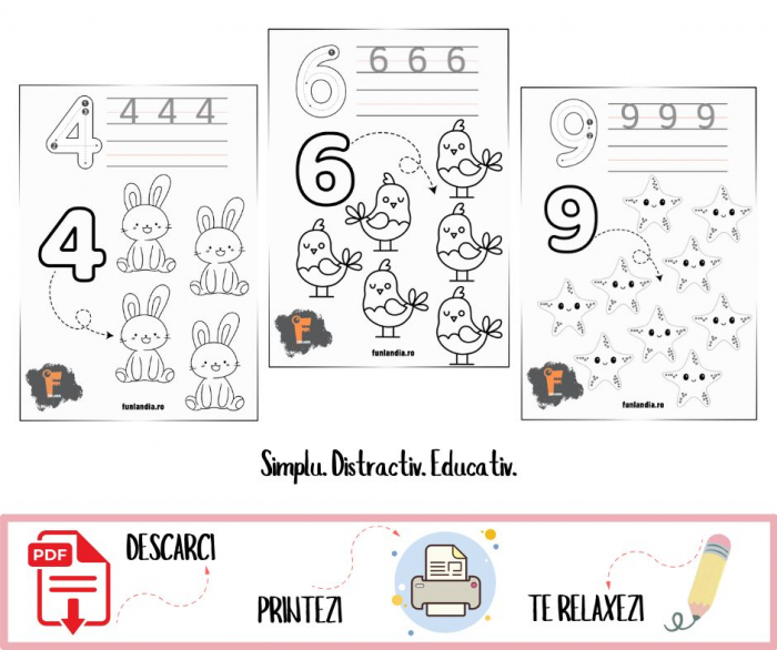 Fișe de colorat și trasat (PDF) - CIFRELE [2]