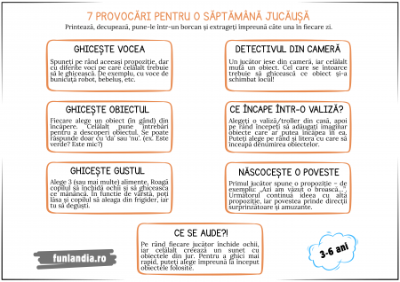 Fișe de activități (PDF) - 7 provocări pentru o săptămână jucăușă