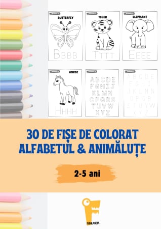 Fișe de activități (PDF) - Fișe de colorat animăluțe (PDF) - ALFABETUL