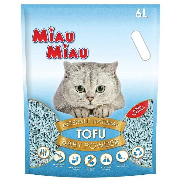 Asternut Pisici MIAU MIAU Tofu Baby Powder  6L [1]