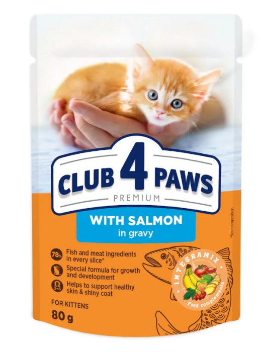 CLUB 4 PAWS PLIC CAT KITTEN JUNIOR CU SOMON 80g [1]