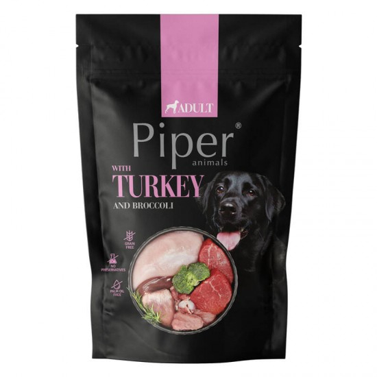 Hrana umeda pentru caini PIPER, curcan si brocolli, 500g [1]