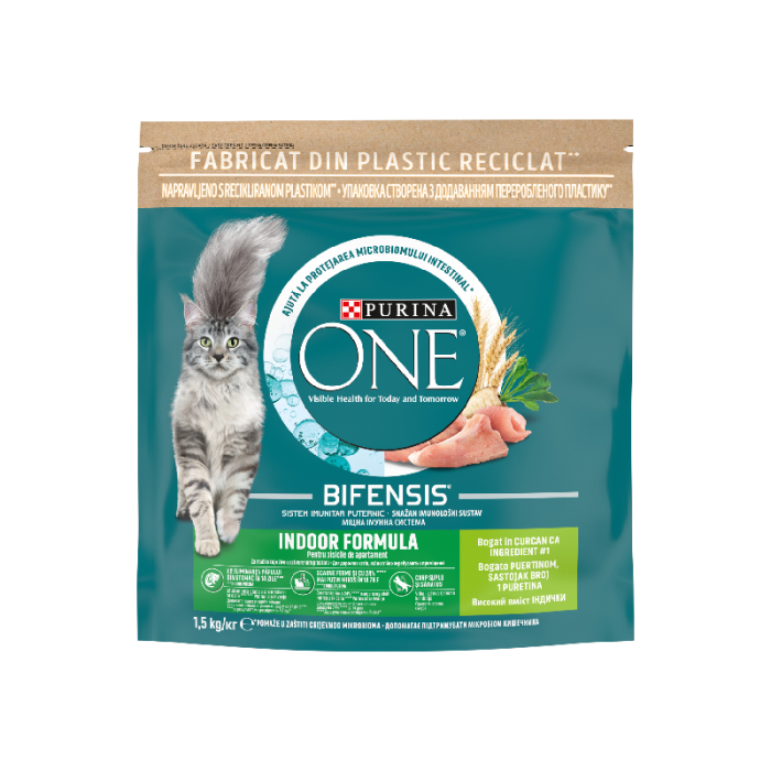 Hrana uscata pentru pisici Purina One, Indoor, Curcan, 1.5kg [1]