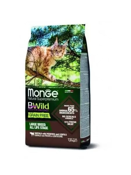 MONGE BWILD GRAIN FREE CAT BUFFALO, LENTILS, POTATO 1,5 KG [1]