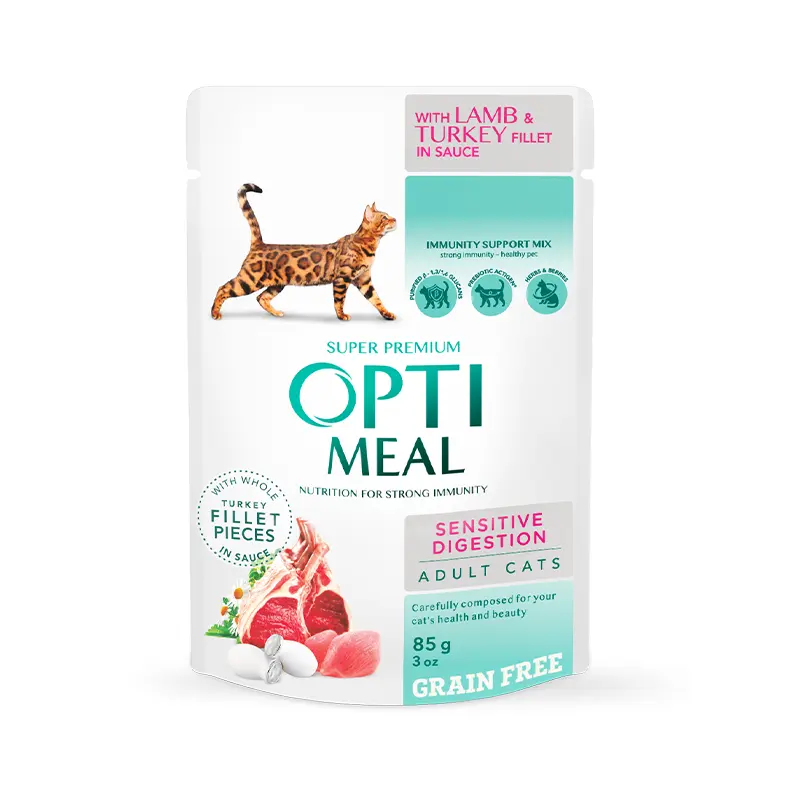 OPTIMEAL CAT PLIC SENSITIVE DIGESTION CU MIEL ȘI CURCAN 85g [1]