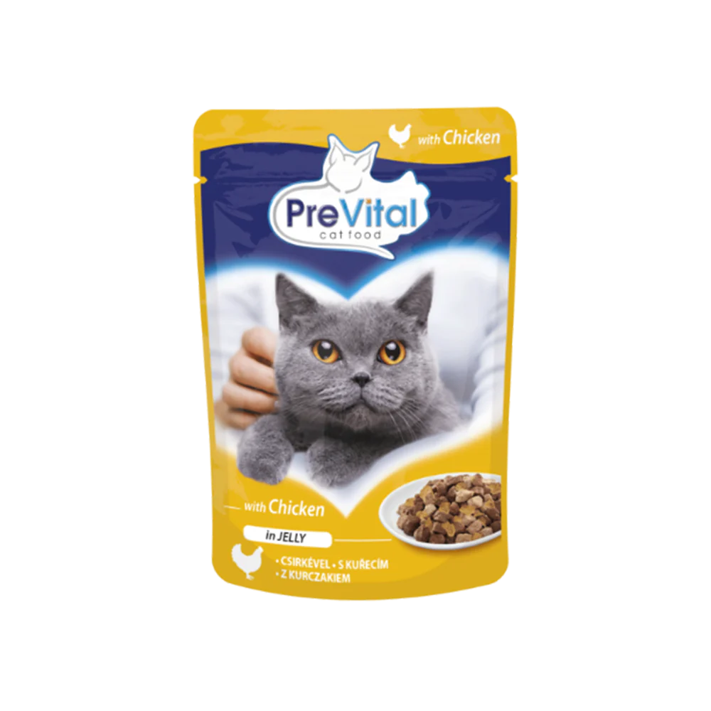 Plic PreVital pentru pisici adulte Cu Pui în Jeleu 100 g [1]