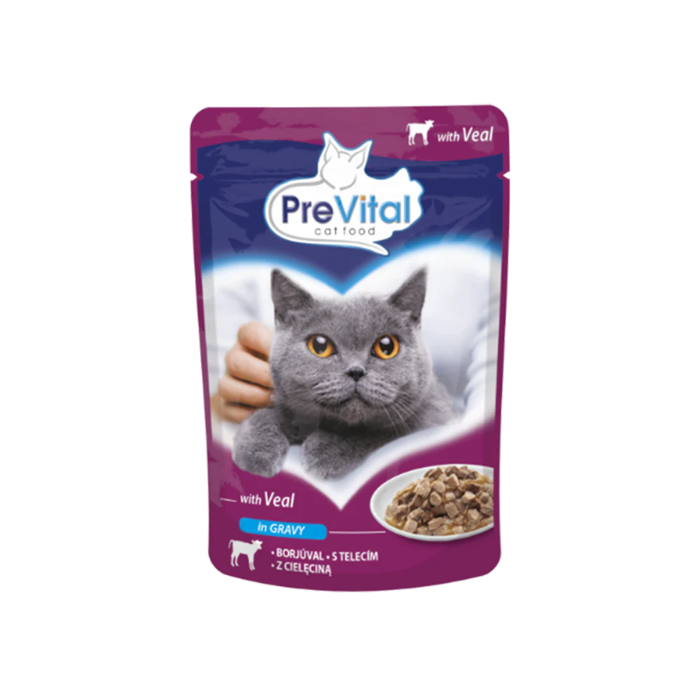 Plic PreVital pentru pisici adulte Cu vițel în sos 100 g [1]