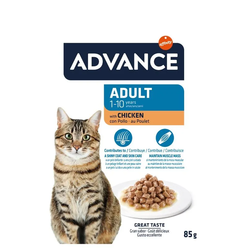 ADVANCE, Pui, plic hrană umedă pisici, (în sos), 85g [1]