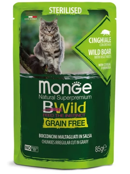 Hrană umedă - MONGE BWILD PLIC STERILISED MISTRET 85 GR